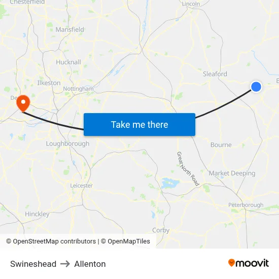 Swineshead to Allenton map