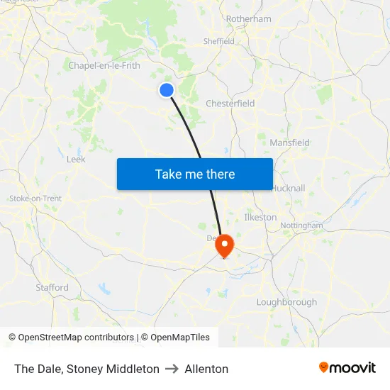 The Dale, Stoney Middleton to Allenton map