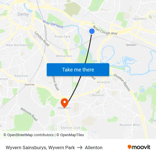 Wyvern Sainsburys, Wyvern Park to Allenton map