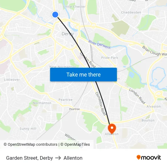 Garden Street, Derby to Allenton map