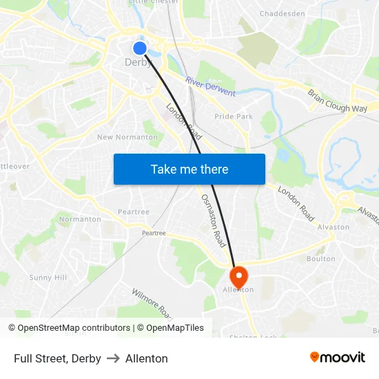 Full Street, Derby to Allenton map