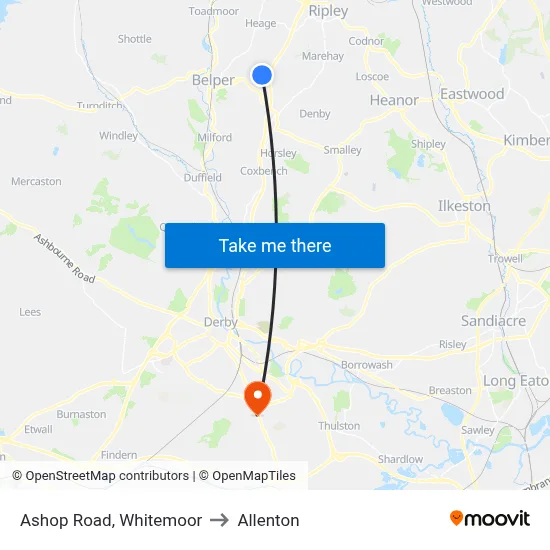 Ashop Road, Whitemoor to Allenton map