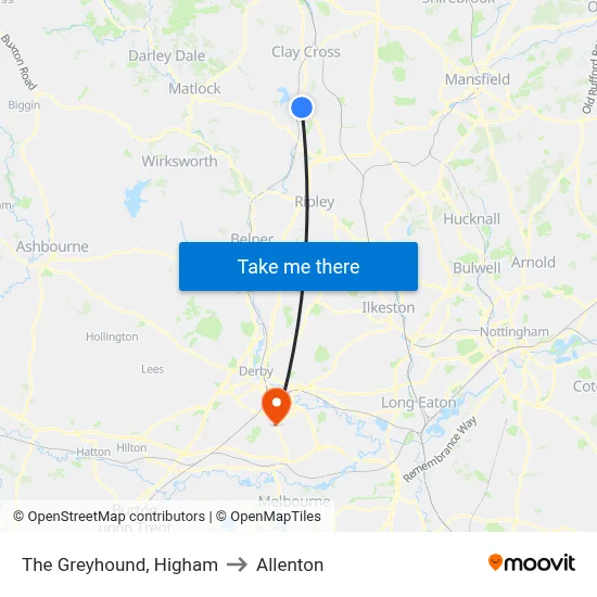 The Greyhound, Higham to Allenton map