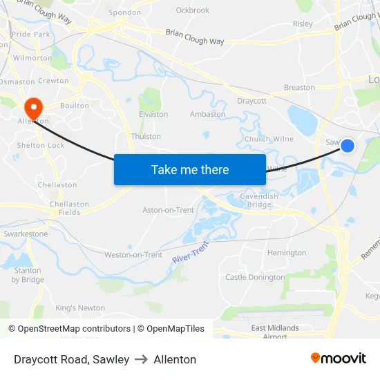 Draycott Road, Sawley to Allenton map