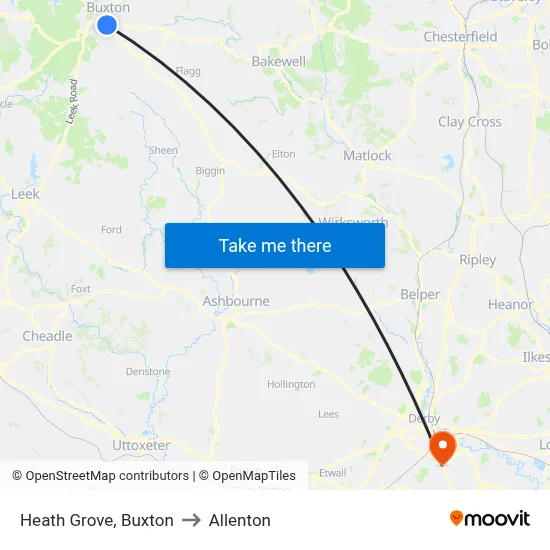 Heath Grove, Buxton to Allenton map