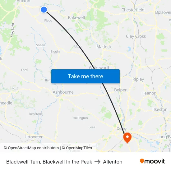 Blackwell Turn, Blackwell In the Peak to Allenton map