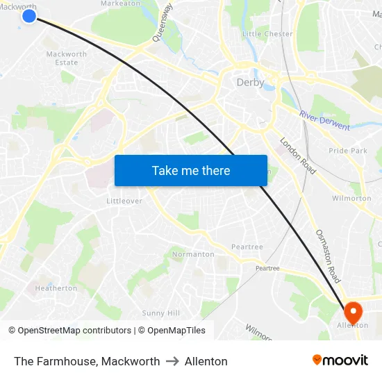 The Farmhouse, Mackworth to Allenton map