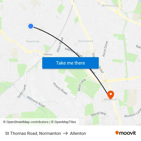 St Thomas Road, Normanton to Allenton map
