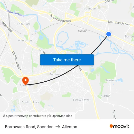 Borrowash Road, Spondon to Allenton map