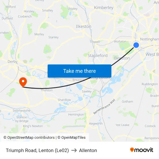Triumph Road, Lenton (Le02) to Allenton map