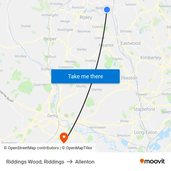 Riddings Wood, Riddings to Allenton map