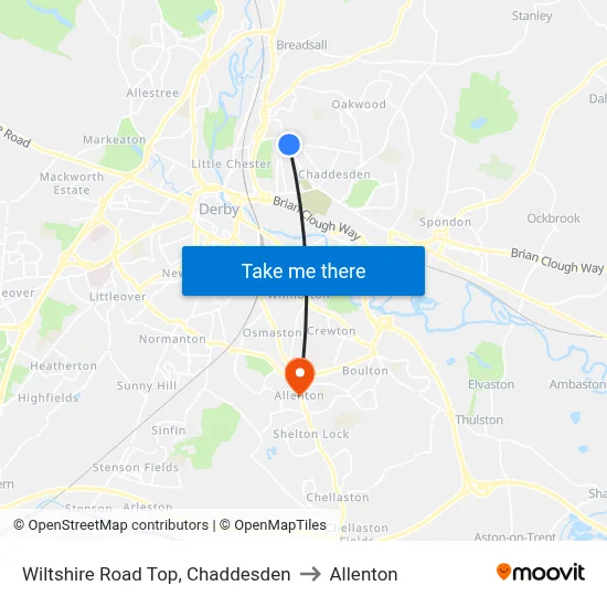 Wiltshire Road Top, Chaddesden to Allenton map