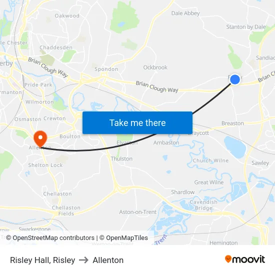 Risley Hall, Risley to Allenton map
