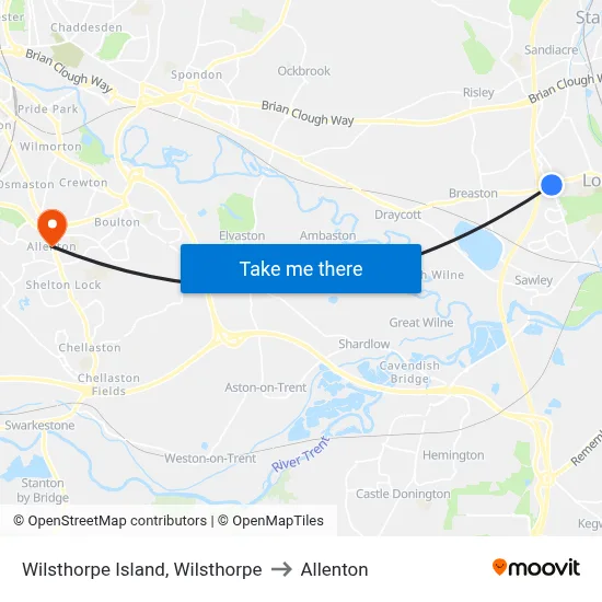 Wilsthorpe Island, Wilsthorpe to Allenton map