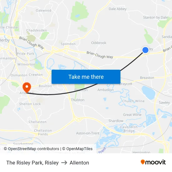 The Risley Park, Risley to Allenton map