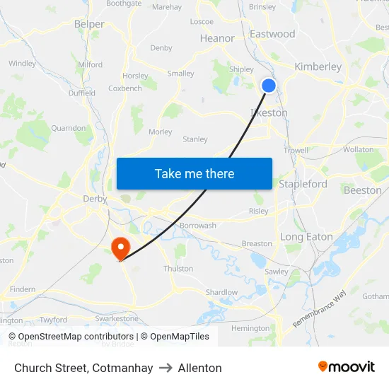 Church Street, Cotmanhay to Allenton map