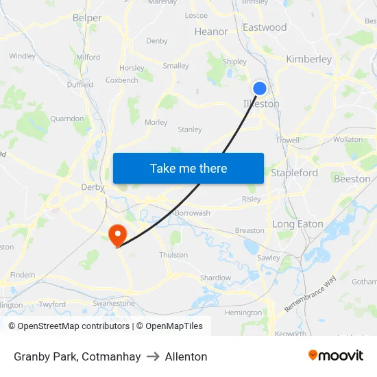 Granby Park, Cotmanhay to Allenton map
