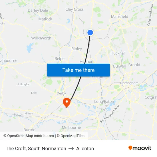 The Croft, South Normanton to Allenton map