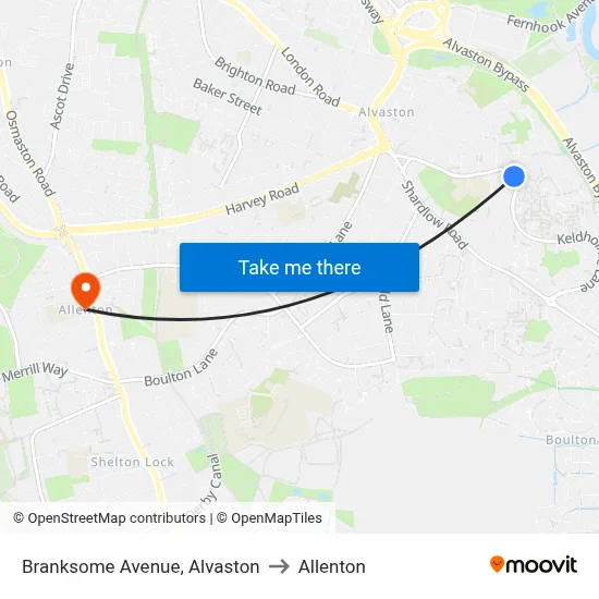 Branksome Avenue, Alvaston to Allenton map
