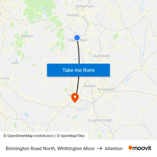 Brimington Road North, Whittington Moor to Allenton map