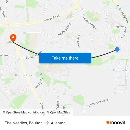 The Needles, Boulton to Allenton map