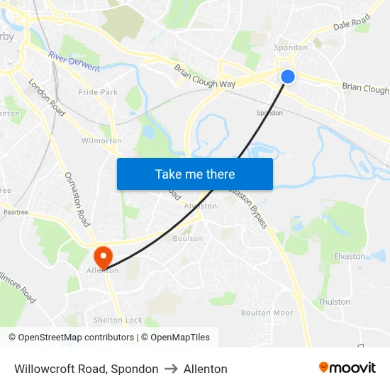Willowcroft Road, Spondon to Allenton map
