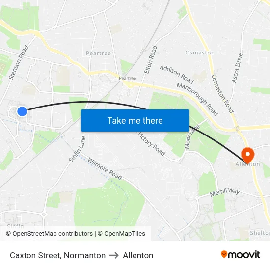 Caxton Street, Normanton to Allenton map