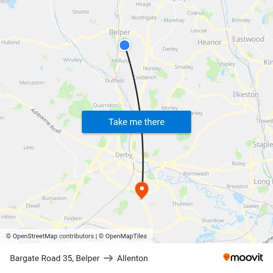 Bargate Road 35, Belper to Allenton map