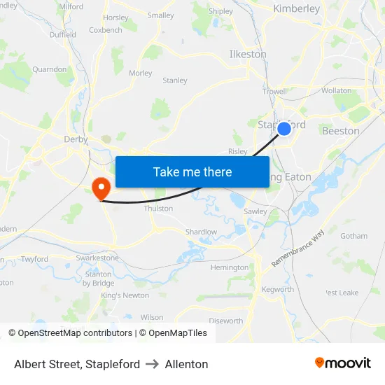 Albert Street, Stapleford to Allenton map