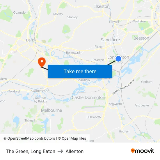 The Green, Long Eaton to Allenton map