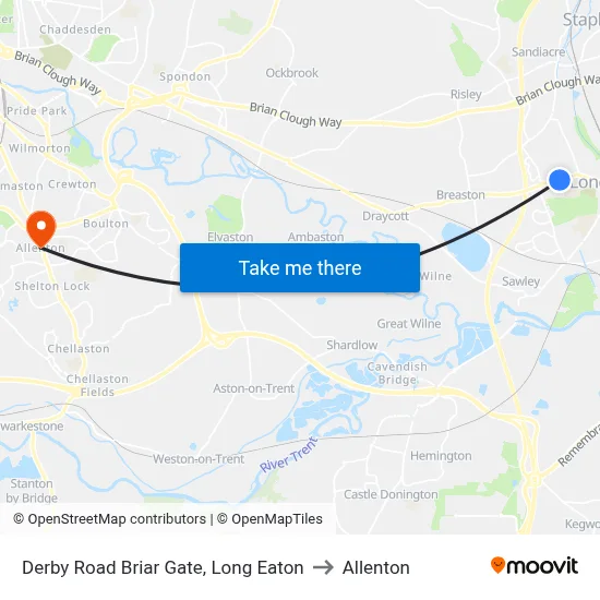 Derby Road Briar Gate, Long Eaton to Allenton map