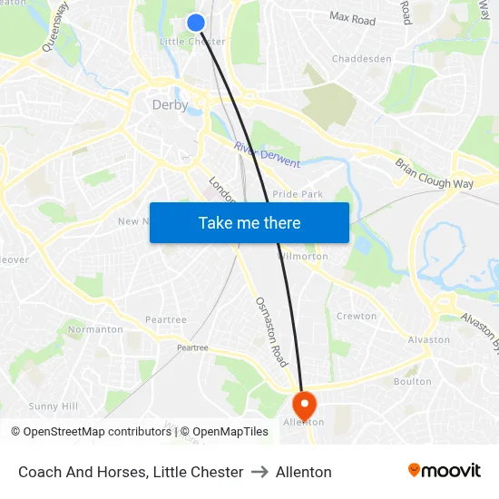 Coach And Horses, Little Chester to Allenton map