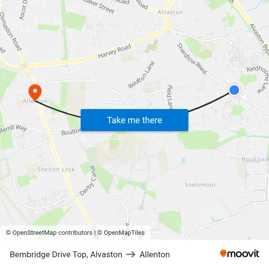 Bembridge Drive Top, Alvaston to Allenton map