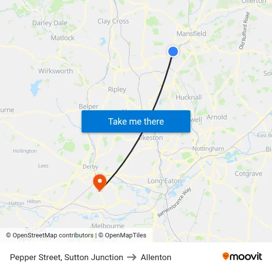Pepper Street, Sutton Junction to Allenton map
