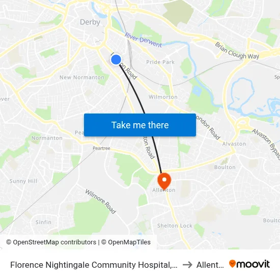 Florence Nightingale Community Hospital, Derby to Allenton map