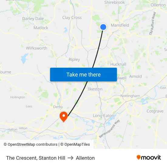 The Crescent, Stanton Hill to Allenton map