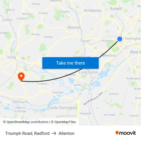 Triumph Road, Radford to Allenton map
