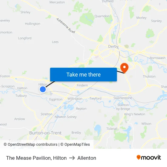 The Mease Pavilion, Hilton to Allenton map