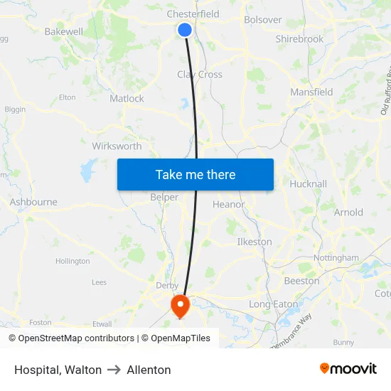 Hospital, Walton to Allenton map