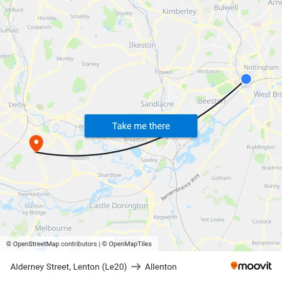 Alderney Street, Lenton (Le20) to Allenton map
