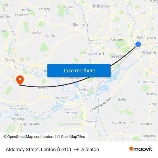 Alderney Street, Lenton (Le15) to Allenton map