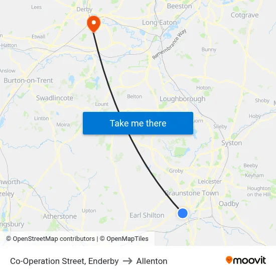 Co-Operation Street, Enderby to Allenton map