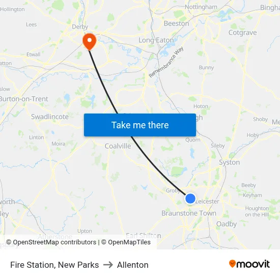 Fire Station, New Parks to Allenton map