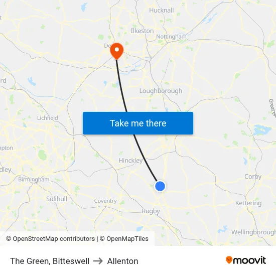 The Green, Bitteswell to Allenton map