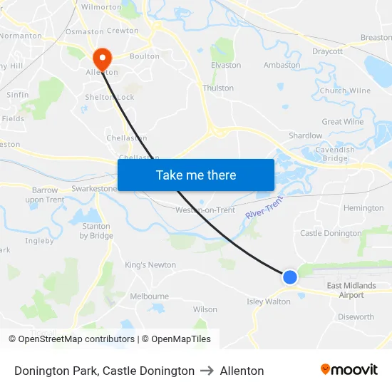 Donington Park, Castle Donington to Allenton map