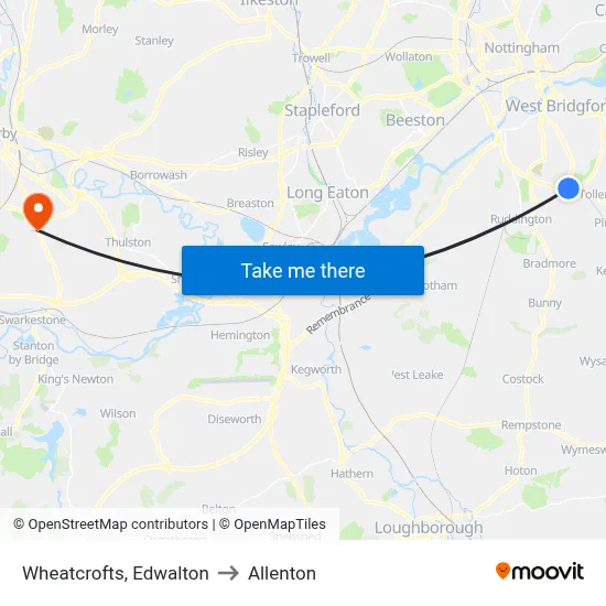 Wheatcrofts, Edwalton to Allenton map