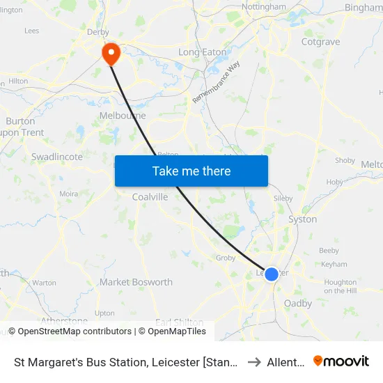 St Margaret's Bus Station, Leicester [Stand Sc] to Allenton map