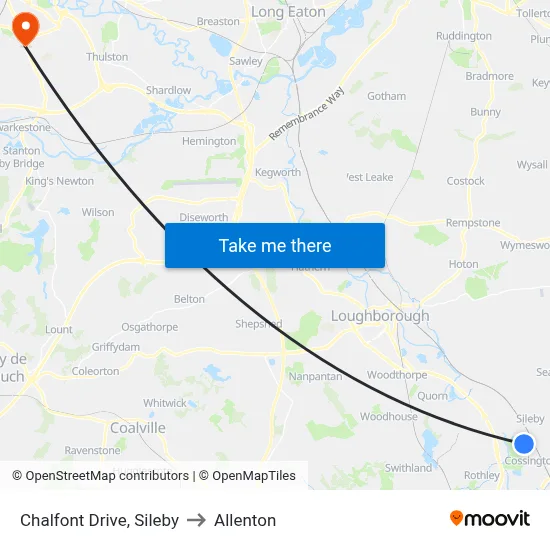 Chalfont Drive, Sileby to Allenton map