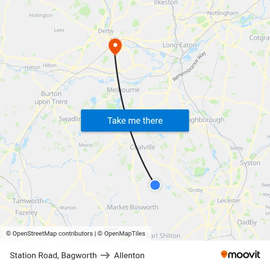 Station Road, Bagworth to Allenton map