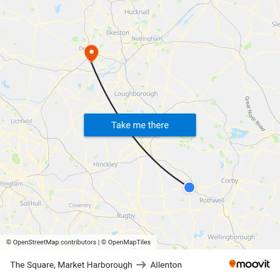 The Square, Market Harborough to Allenton map
